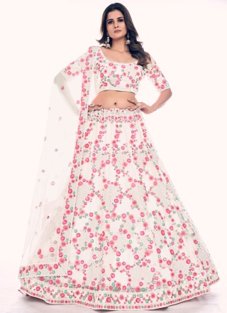 Stylish Off White Thread Designer Lehenga Choli