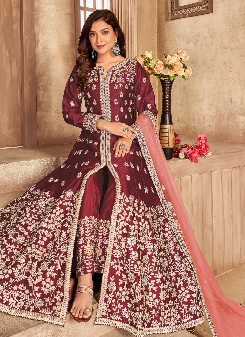 Suave Floor Length Designer Suit For Festival