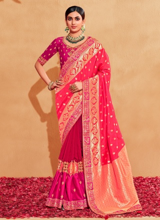 Suave Pink Border Classic Saree