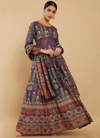 Sumptuous Blue Festival Trendy Gown