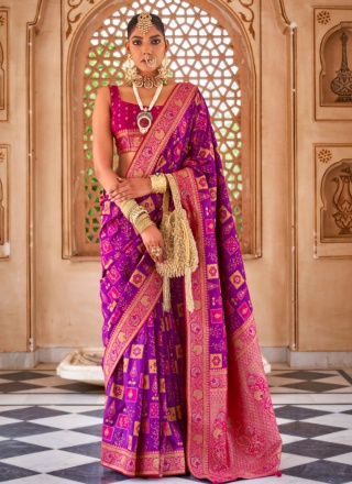 Sunshine Banarasi Silk Pink Zari Classic Saree
