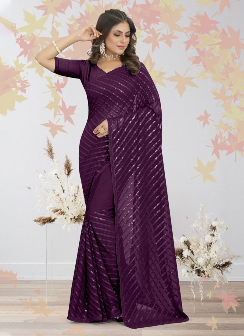 Superb Georgette Embroidered Classic Saree