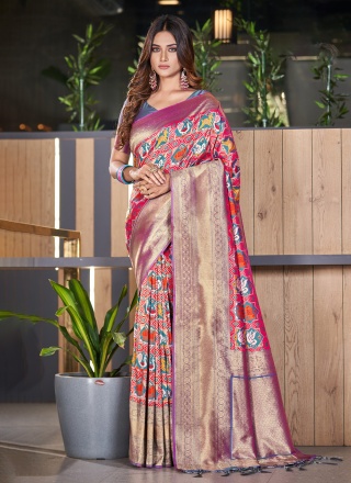 Superb Satin Silk Woven Multi Colour Designer Saree