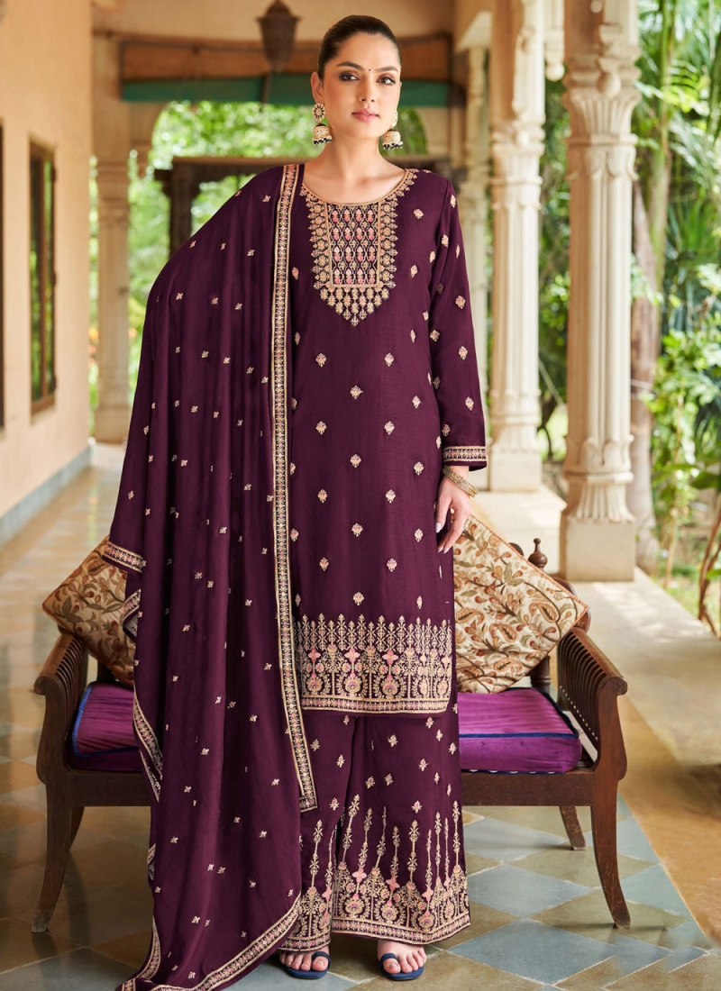 Superlative Silk Purple Salwar Kameez