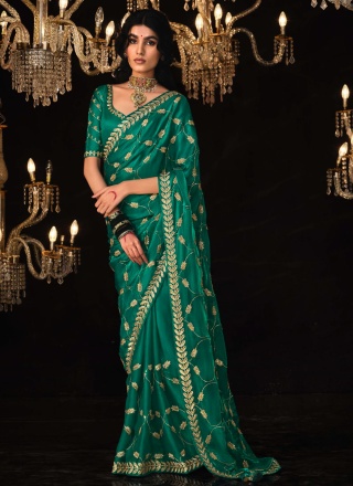 Swanky Embroidered Fancy Fabric Contemporary Style Saree