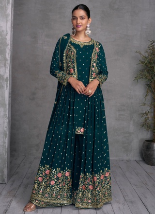 Teal Color Readymade Salwar Suit