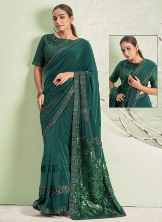 Teal Sangeet Trendy Saree