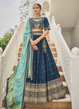 Teal Viscose Trendy Lehenga Choli