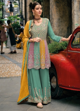 Tempting Chinon Diamond Work Palazzo Salwar Kameez