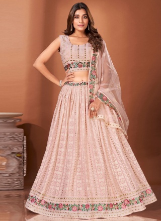 Tiptop Handwork Georgette Rose Pink Designer Lehenga Choli