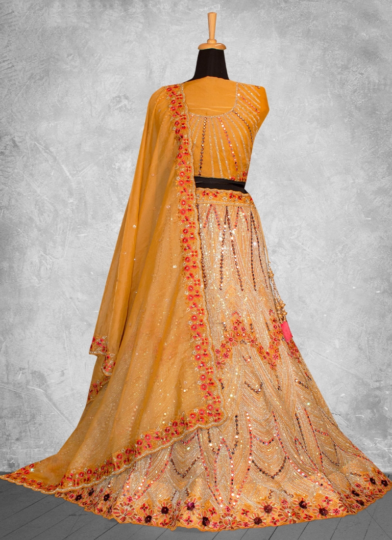 Tiptop Orange Georgette A Line Lehenga Choli