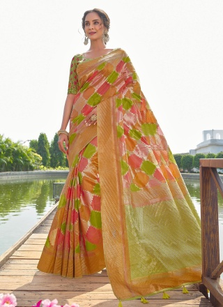 Tissue Multi Colour Designer Saree