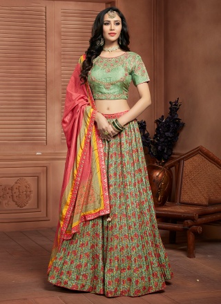 Titillating Chinon Printed Designer Lehenga Choli