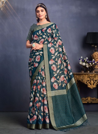 Transcendent Morpeach  Tussar Silk Traditional Saree