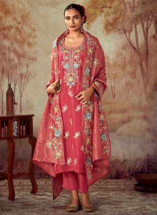 Transcendent Rose Pink Embroidered Designer Salwar Kameez