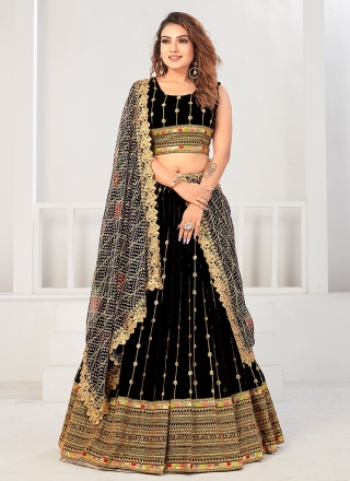 Trendy Lehenga Choli Embroidered Georgette in Black