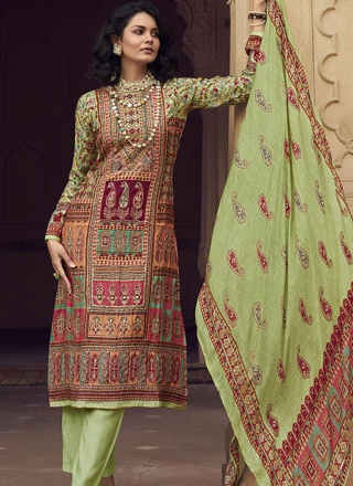 Trendy Salwar Kameez Digital Print Muslin in Multi Colour