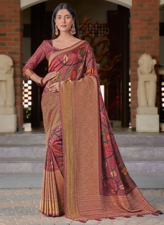 Trendy Silk Maroon Weaving Saree