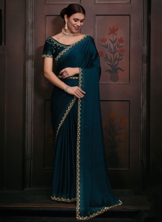 Turquoise Handwork Festival Designer Saree