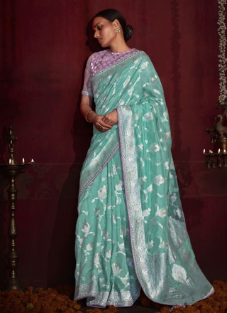 Turquoise Wedding Silk Classic Saree