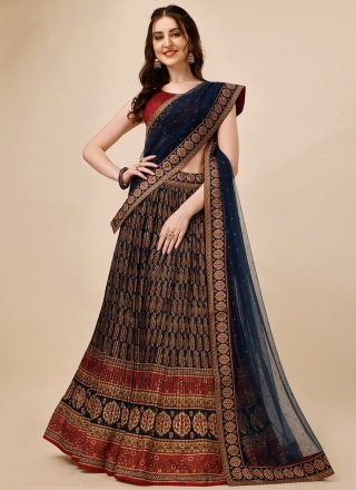 Tussar Silk Printed Multi Colour Trendy Lehenga Choli