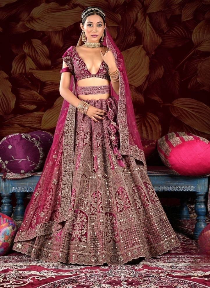 Velvet Designer Lehenga Choli