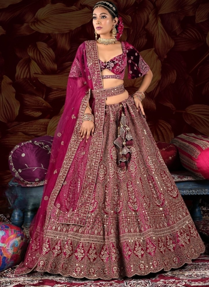 Velvet Designer Lehenga Choli