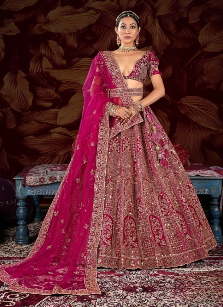 Velvet Diamond Work Designer Lehenga Choli