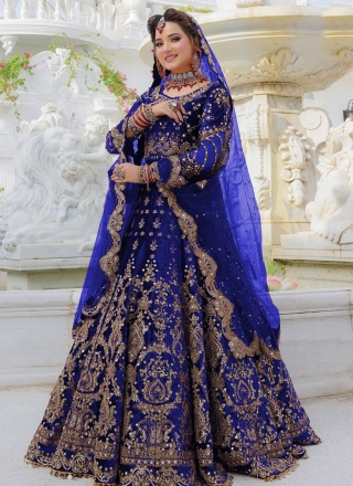 Velvet Trendy Lehenga Choli in Blue