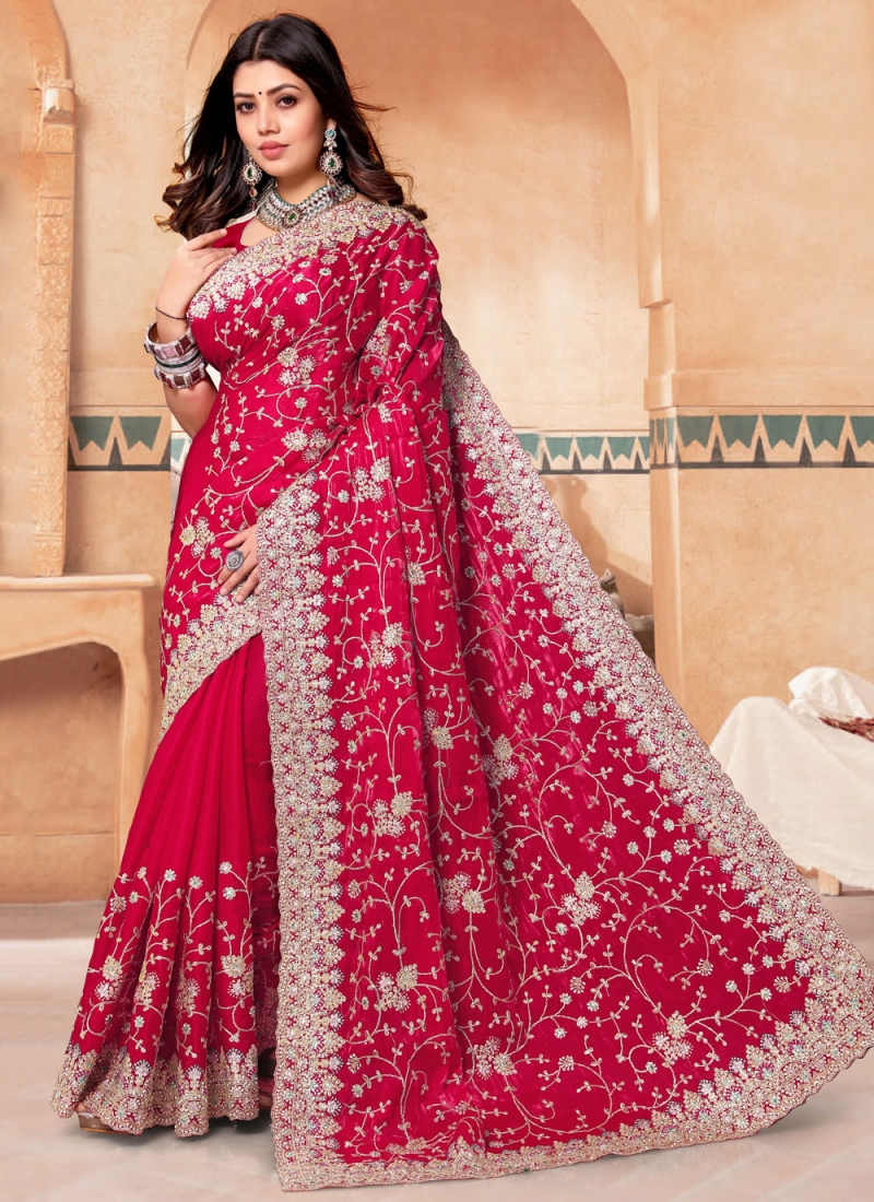 Versatile Hot Pink Wedding Trendy Saree