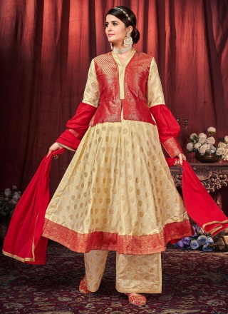 Vibrant Cream Readymade Salwar Kameez