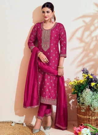 Vichitra Silk Rani Readymade Salwar Suit