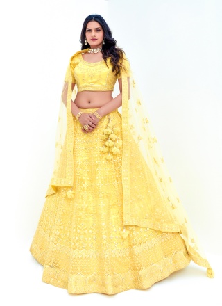 Viscose Yellow Trendy Lehenga Choli