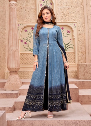 Vivacious Blue Georgette Salwar Kameez