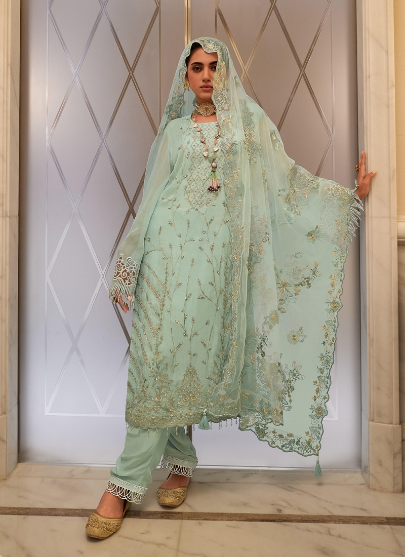 Vivacious Handwork Organza Designer Salwar Suit