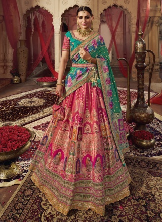 Vivid Multi Colour Weaving Banarasi Silk Lehenga Choli