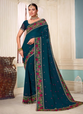 Voluptuous Georgette Embroidered Contemporary Saree