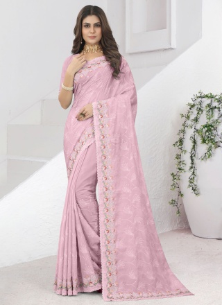 Voluptuous Pink Traditional Saree