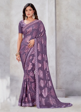 Weaving Jacquard Designer Saree in Purple