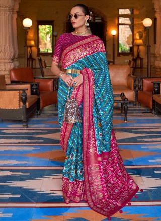 Weaving Patola Silk  Classic Saree in Blue