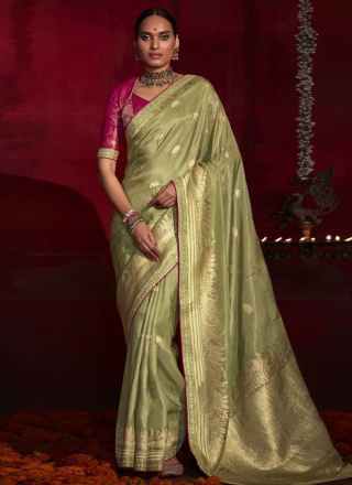 Weaving Silk Designer Saree in Green