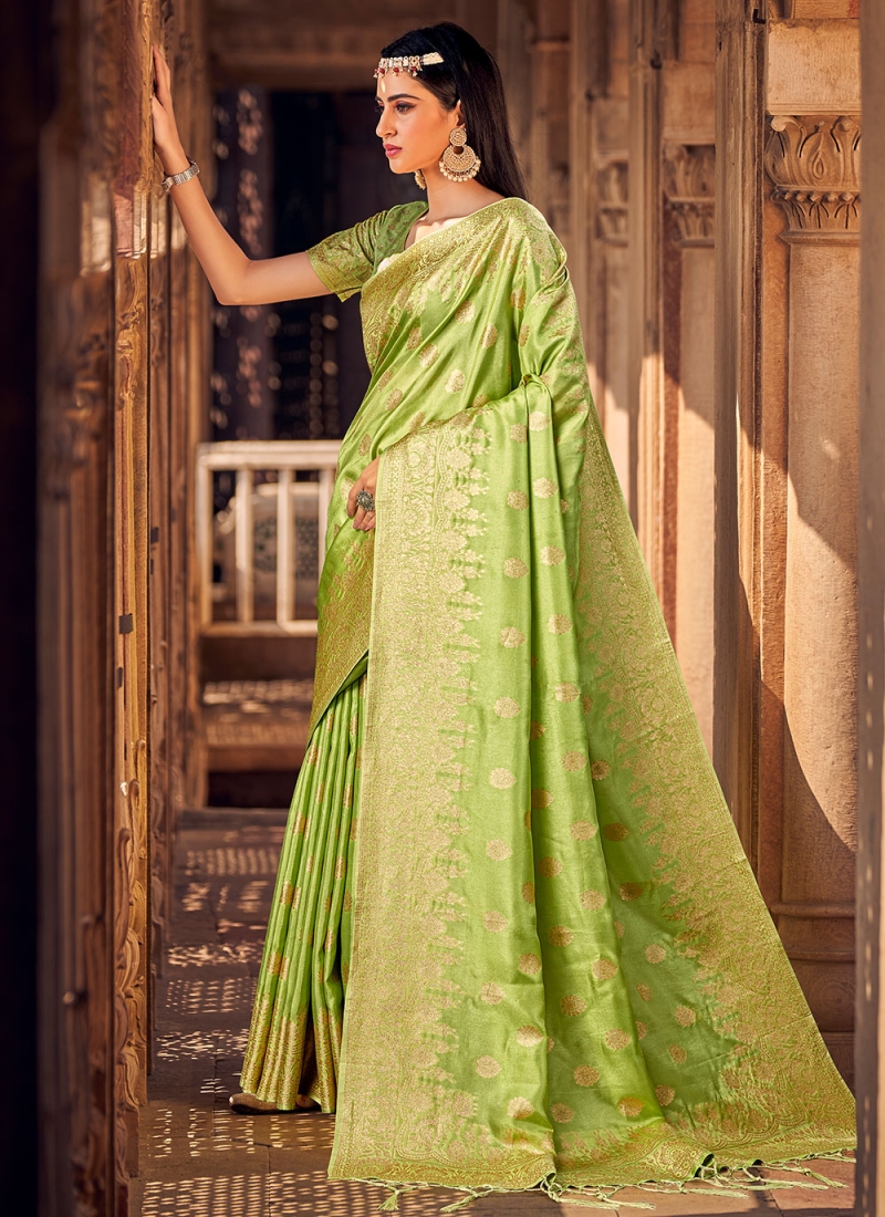 Weaving Viscose Saree in Green