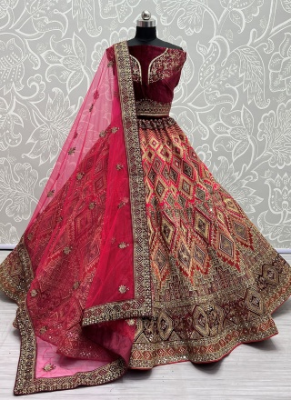 Whimsical Multi Colour Silk A Line Lehenga Choli