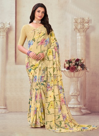 Whimsical Yellow Contemporary Saree