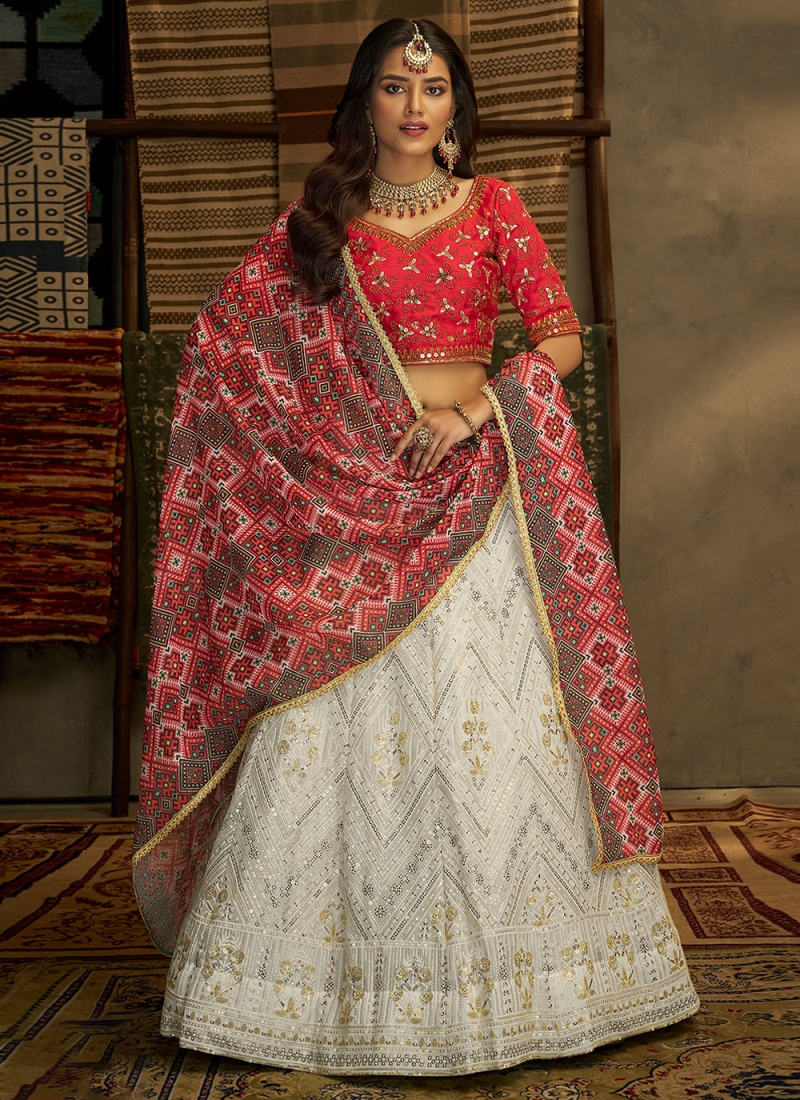 White Sequins Sangeet Designer Lehenga Choli