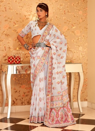 White Woven Party Designer Saree