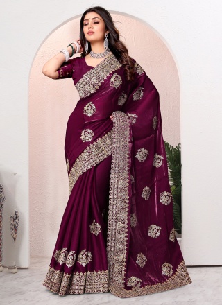 Wine Color Classic Saree