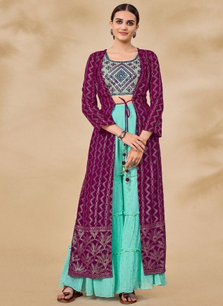 Wine Color Palazzo Salwar Kameez