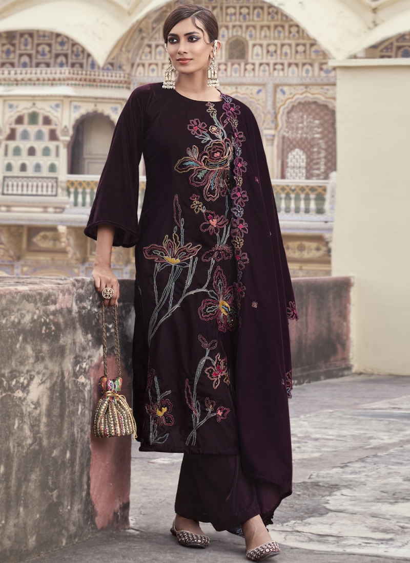 Wine Color Trendy Salwar Suit