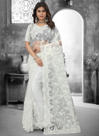 Winsome Net White Saree